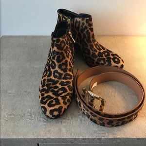 Sam Edelman Cheetah Print Ankle Boots / Booties, + a free matching belt